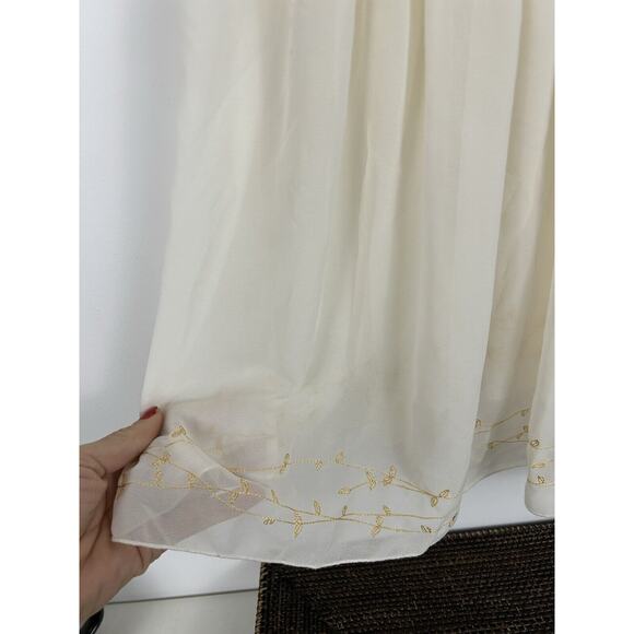 Victoria’s Secret Babydoll Slip Dress Cream Ivory Gold‎ Embroidery Fairy Medium - Picture 4 of 8